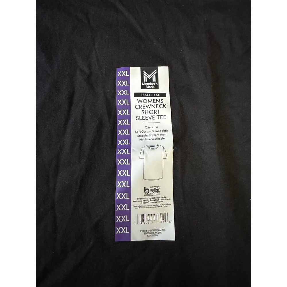 Member's Mark Womens Essential Crewneck Short Sleeve Tee Black XXL NWT. - Picture 2 of 4